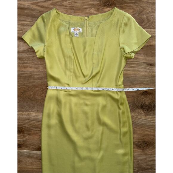 TALBOTS silk/wool blend green sheath dress - size 6 Petite - Picture 8 of 10